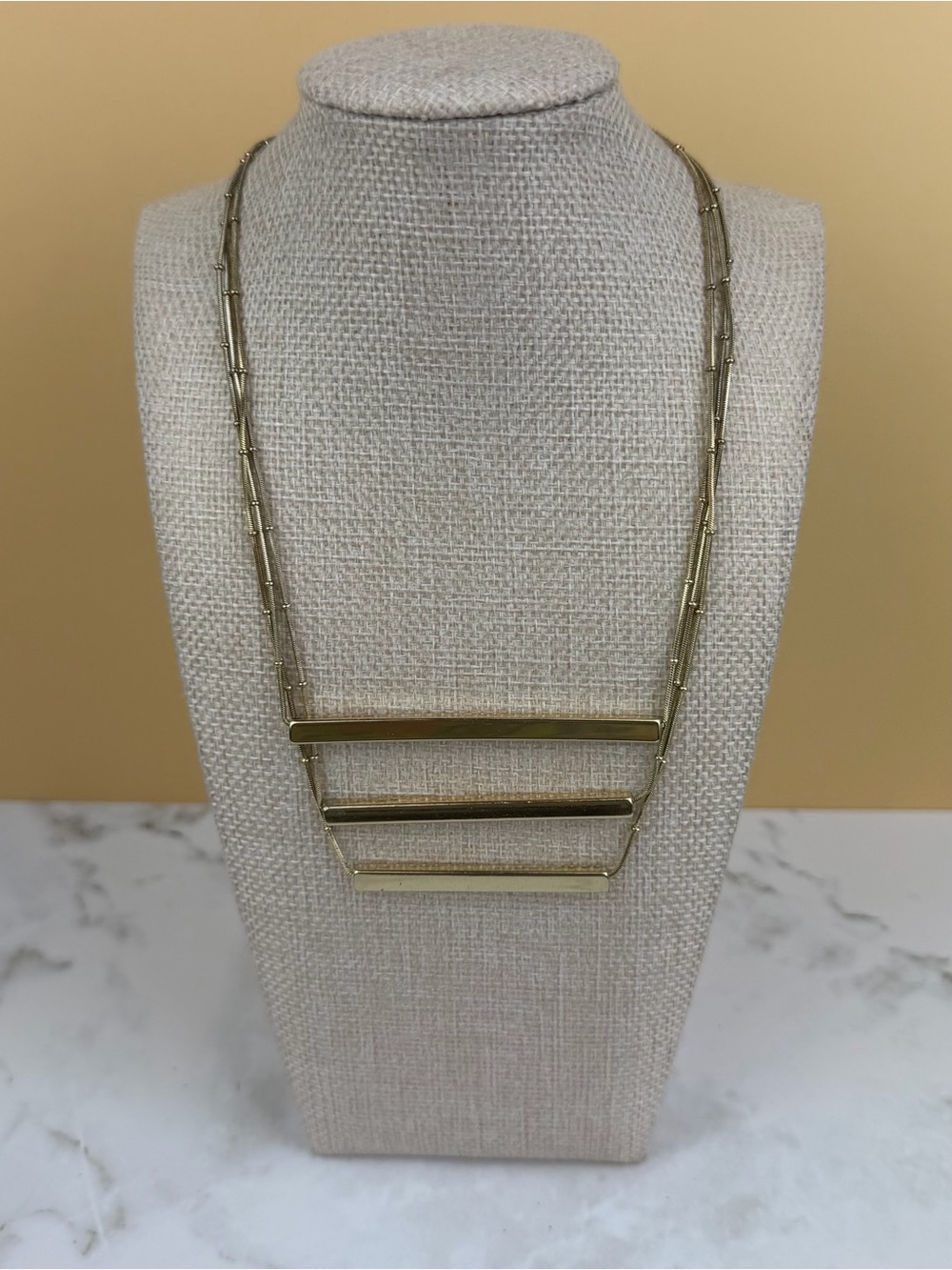 Chico's Leona Triple Gold Bar Multi-Chain Necklace